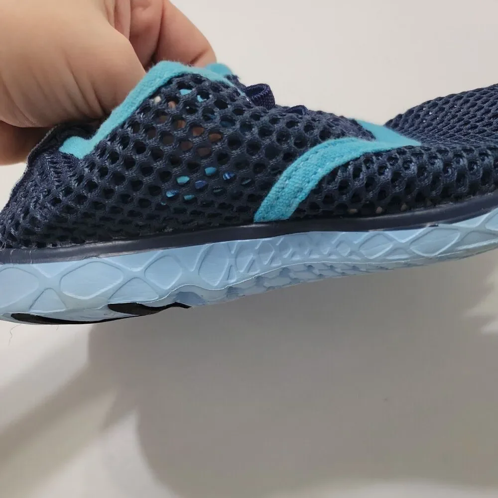 Aleader Adventure Water Shoes Girls Size 2 Blue Mesh Barefoot‎ Lace Up Comfort